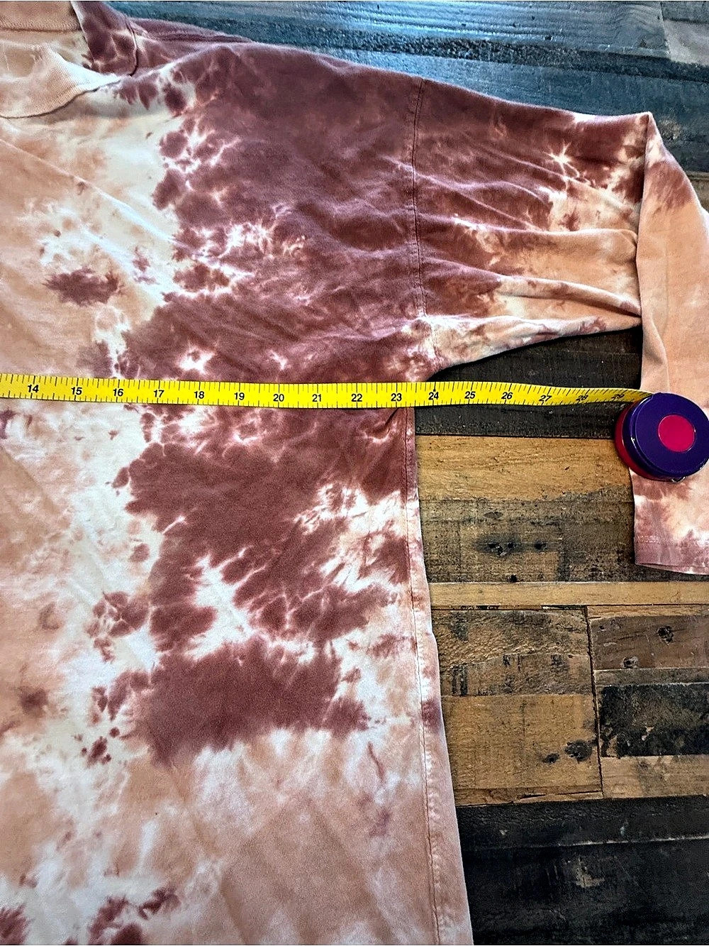 Free People We The Free Tie Dye Tee Burgundy  Size Medium 100% Cotton - Picture 4 of 6